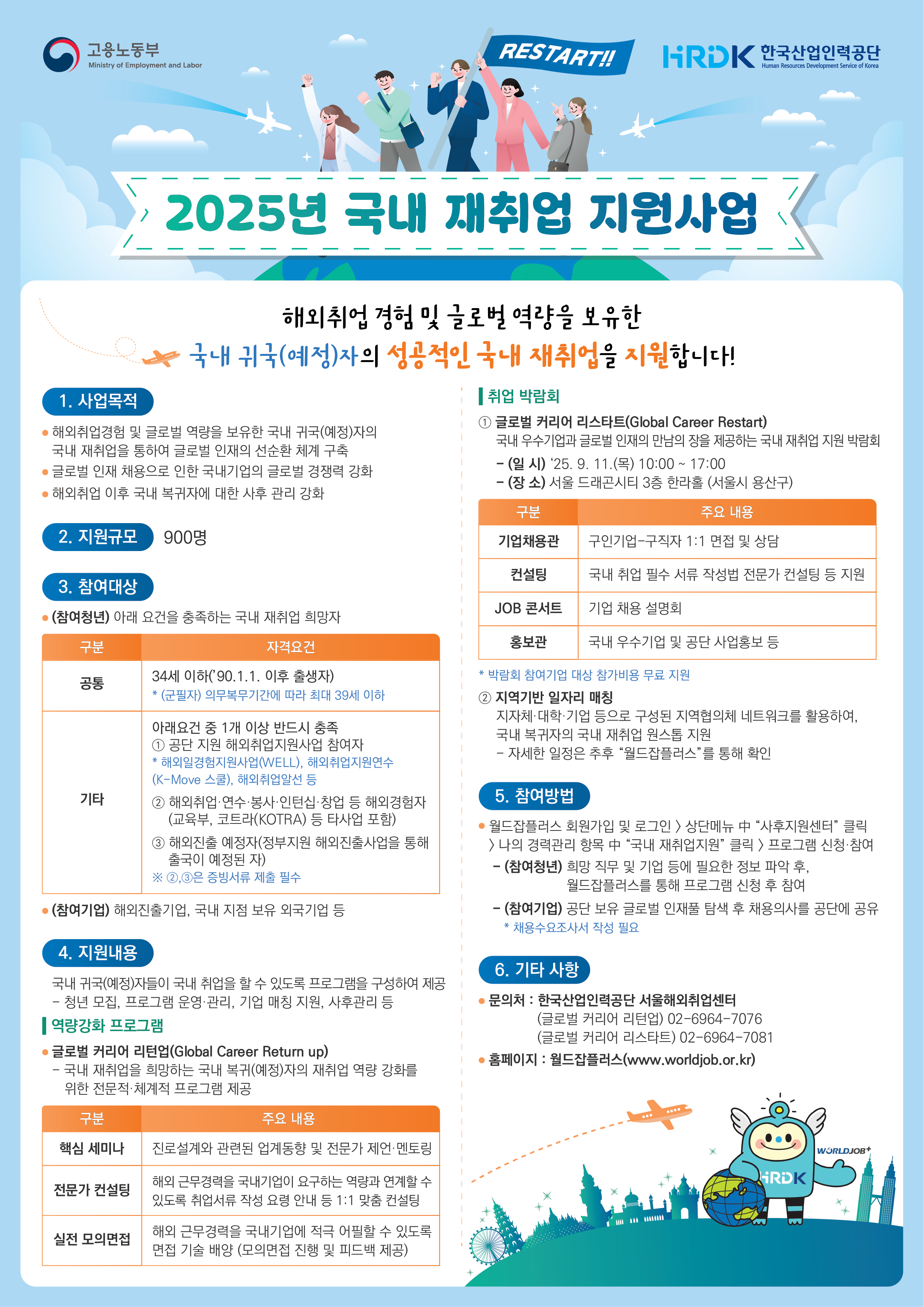 2025년 국내 재취업 지원사업 홍보 포스터